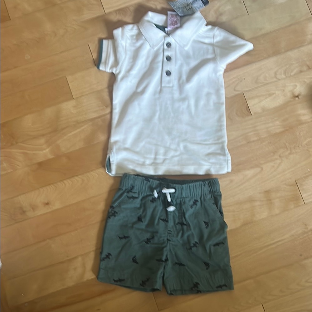 Tommy Bahama Cream Textured Polo & shorts set